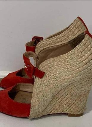 Стильные женские боссоножечки с натуральной кожи и текстиля 35р. 22 см, подошва 10 см. розпродаж!!!