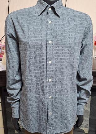 Стильная хлопковая рубашка синего цвета в фирменный принт cerutti 1881, 💯 оригинал