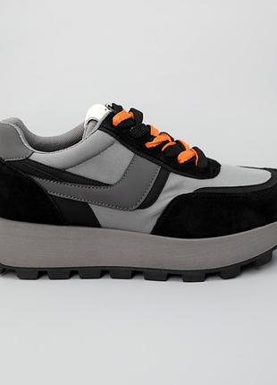 Кроссовки женские кожаные 588176 черные серые