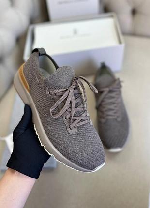 Кроссовки brunello cucinelli coffe/yellow бежевые 57657