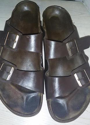 Birkenstock - коричневые кожаные шлепанцы р.45-45 1/2 (29,5 см)