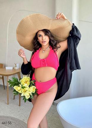 Раздельный фактурный купальник коралловый