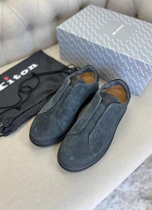 Слипоны kiton без шнуровки темно-серые 57656