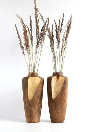 Ваза з горіха для сухоцвітівю діаметр 15 см, висота 33 см  (1900)