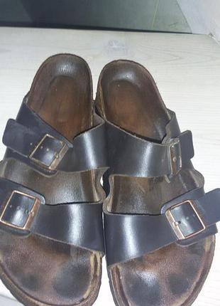 Birkenstock - коричневые кожаные шлепанцы р.46 -30 см
