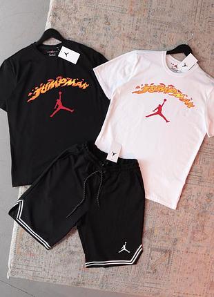 Літній чоловічий спортивний костюм комплект футболка і шорти jordan