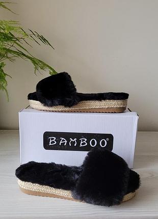 Распродажа тапочки шлепанцы сланцы меховые bamboo р.37-41