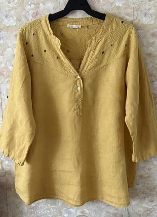 Льняная рубашка лен бохо оверсайз батал paprika италия