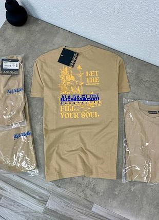 Оригинальная футболка napapijri в коричневом цвете