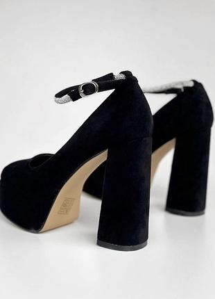 Туфлі чорні братц на підборах і платформі з камінцями жіночі літо осінь