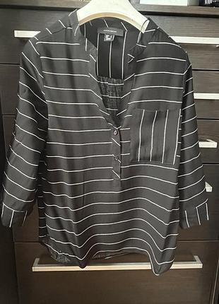 Черная блузка в полоску из вискозы atmosphere