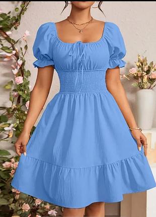 Летнее голубое платье