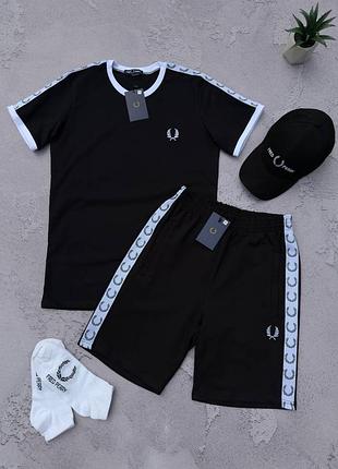 Набор fred perry лампас футболка шорты кепка 2 пары носка в подарок 🎁