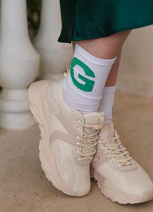 Кроссовки женские 588915 бежевые