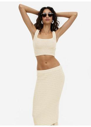 H&m вʼязаний топ вязаный топ на бретелях