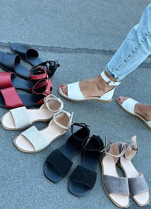 Босоніжки жіночі натуральна замша/шкіра