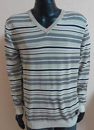 Шикарний чоловічий бавовняний пуловер у смужку trussardi, блискавичне надсилання