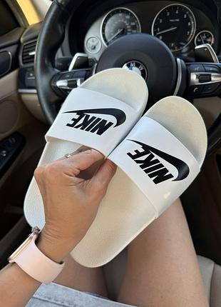 Шлепанцы женские nike slides черно белые резиновые | тапочки резиновые найк 36-39 эко кожа резина повседневные