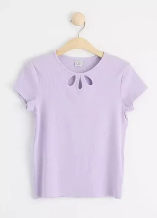 Ніжно лавандова футболка топ в рубчик