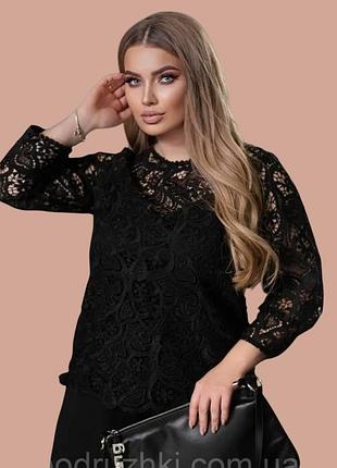 Блузка кружево, черная, м