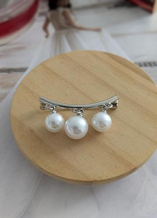 Багатофункціональна брош шпилька з перлинками пін срібляста брошка маленький зажим