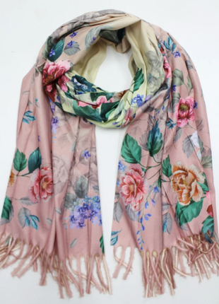 Кашемировый цветочный теплый шарф палантин разные расцветки