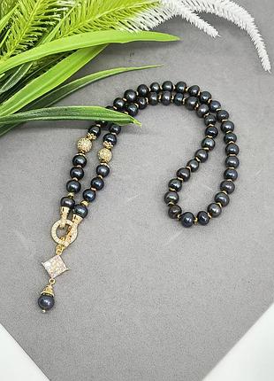 Колье из черного жемчуга с подвеской