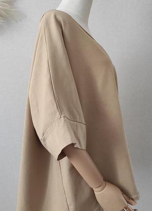 Блуза футболка женская оверсайз хлопок бежевая италия футболка