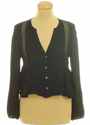 Черная кэжуал блузка блуза рубашка муслин