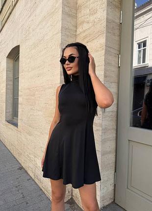 Класична міні сукня без рукавів приталена сонце комір горловина мікродайвінг