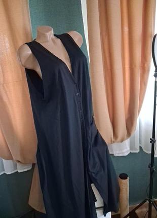 Накидка черная блуза длинная на пуговицах