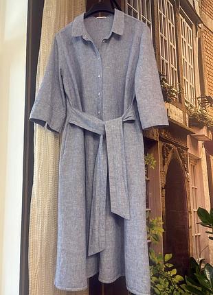 Стильное платье opus  из льняно‑хлопковой смеси с завязками‑поясом,разм  м ид сост стройнит!