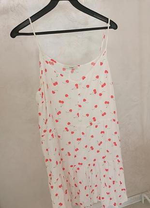 48-56 сарафан платье на брителях красный белый в вишню свободного кроя большого размера брендовый фирменный