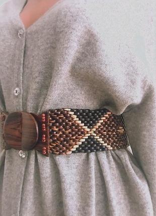Ремень пояс эластичный из дерева
