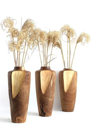 Ваза з горіха для сухоцвітівю діаметр 15 см, висота 35 см  (1901)