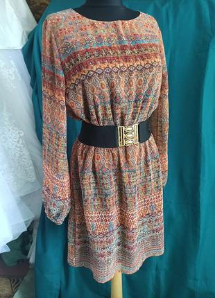 Платье бордо с длинным рукавчиком 46р