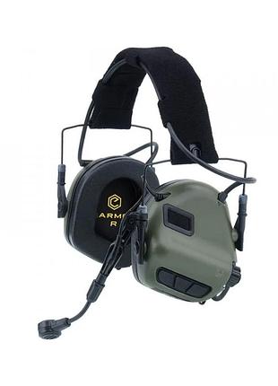 Активні захисні навушники earmor m32x mark3 arc (fg) olive з гарнітурою та кріпленням на шолом (96-00052)