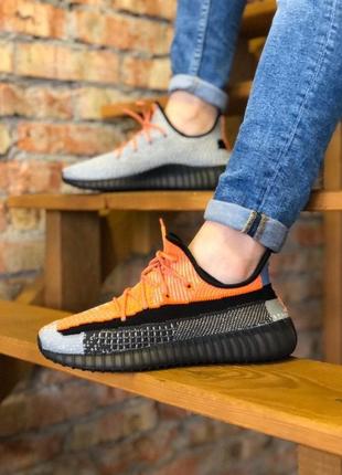 Чоловічі кросівки adidas адідас yeezy boost v350 black/orange/grey reflective