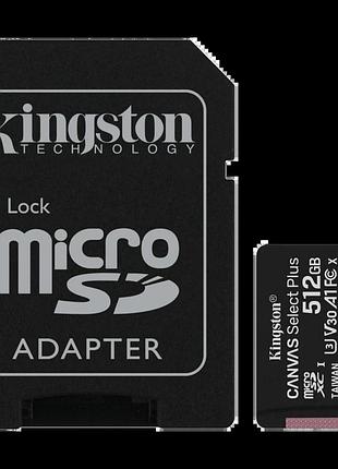 Kingston 512gb micsdxc canvas select plus 100r a1 c10 card + adp модуль флеш-пам'яті