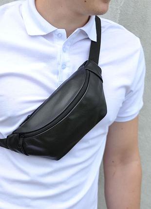 Шкіряна бананка сумка через плече, сумка чоловіча, барсетка шкіряна