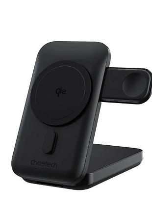 Повербанк з підставкою 10000mah choetech b750 black qc3.0 pd3.0 бездротова зарядка смартфонів та apple watch (43-00133)