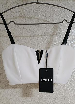Стильний корсектний топ кроп топ-кроп на бретелях вставки бренд missguided, р.10