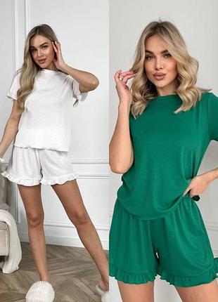 Стильна жіноча піжама , матеріал : трикотаж рубчик