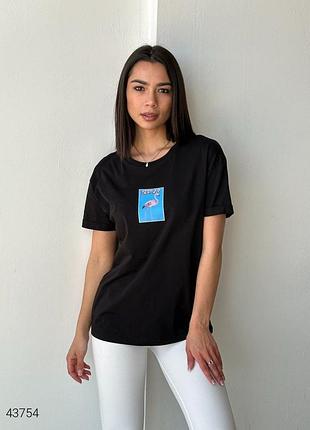 Бавовняна жіноча футболка чорна