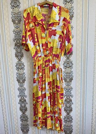 Стильна сукня жатка міді, яскраве літнє плаття з поясом