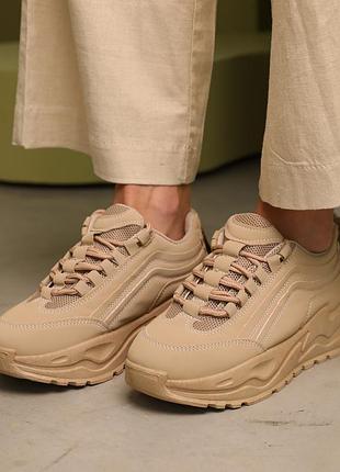 Кроссовки женские весенние 586890 бежевые