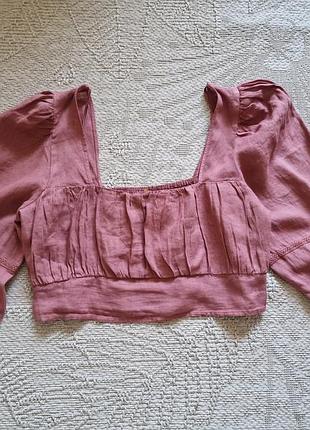 К4 новий топ кроп блуза-топ  з льону zara p.xl (50-52)