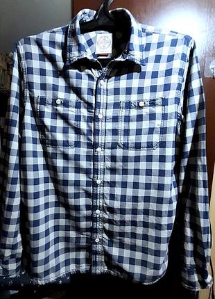 Мужская котоновая рубашка в клетку, чоловіча сорочка у клітинах