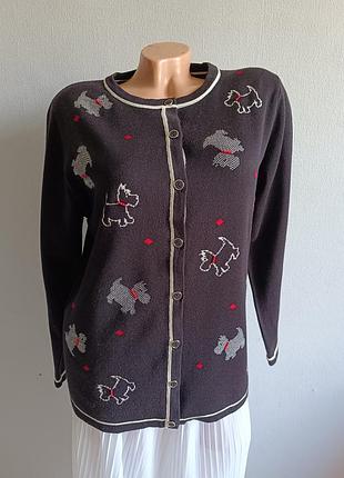 Кардиган, кофта с песиками, акрил.