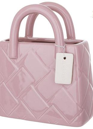 Ваза керамічна сумочка 15.5*7*18см, рожевий